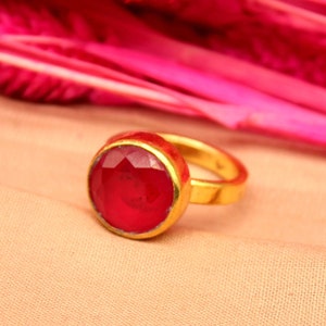 Ruby Ring Solid Sterling | Minimalist Ring | 925K Sterling Silver | Bridesmaid Gift | Personalized Gift | Silver Dainty Ring | By Artsmyrna