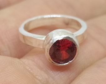 Ruby Ring Solid Sterling | Minimalist Ring | 925K Sterling Silver | Bridesmaid Gift | Personalized Gift | Silver Dainty Ring | By Artsmyrna