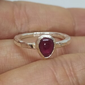 Red Stone Ring Statement Ring Sterling Silver Ruby Band Ring CORAL Ruby Ring for Women Wide Ruby Wedding Band Ring
