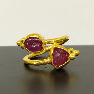 Geneuine Natural Ruby Ring Solid Sterling | 925K Sterling Silver | Raw Gemstone Ruby Ring | Anvient Handcrafted Silver Ring | By Artsmyrna