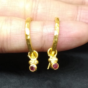 Ruby Earrings Solid Sterling | 925K Sterling Silver | Handmade Ruby Earrings Gold Over | Minimalist Earring | Studs Earrings | By Artsmyrna