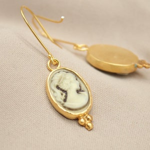Handmade Cameo Silver Earrings Vintage Intaglio Earrings Sterling Silver Gold Plated Jewelry Victorian Jewelry Gift For Her Mothers Day Gift