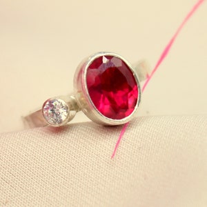 Ruby Ring Solid Silver | 925K Sterling Silver | 24K Gold Over | Red Stone Ring | Authentic Ring | Minimalist Ring | Ruby Silver Jewelry Ring