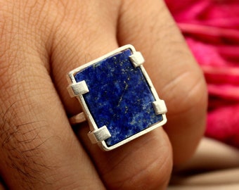 Lapis Lazuli Ring Solid Silver | Handmade 925K Silver Ring | Minimalist Ring | Dainty Silver | Bridesmaid Gift | Roman Art | By Artsmyrna