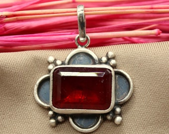 Handmade Ruby Silver Pendant Christmas Gift