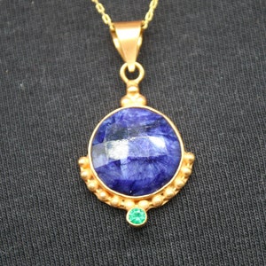 Natural Sapphire Silver Pendant for necklace | 925K Sterling Silver |  Dainty Jewelry | Christmas Gift Natural | Mothers Day