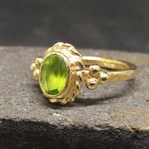 Peridot Ring Solid Stacking | 925K Sterling Silver Ring | Minimalist Ring | Bridesmaid Gift | Handmade Ring Gold Vermeil | By Artsmyrna