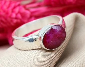 Ruby Ring Solid Sterling | Minimalist Ring | Handmade 925K Silver Ring | Bridesmaid Gift | personalized gift | Dainty Ring | By Artsmyrna