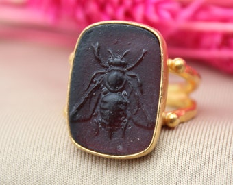 Intaglio Roman Coin Ring | Zeus Ring | Honey Bee Ring | 925K  Silver | Blessing Ring | Ionia Ephesus Coins Ring | Signet Ring | By Artsmyrna