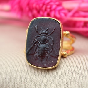 Intaglio Roman Coin Ring | Zeus Ring | Honey Bee Ring | 925K  Silver | Blessing Ring | Ionia Ephesus Coins Ring | Signet Ring | By Artsmyrna