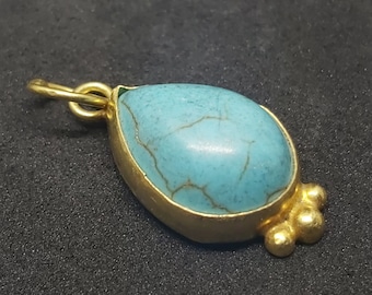 Turquoise Pendant Silver | Ancient Roman Art | Minimalist Pendant | personalized gift | Sterling Silver | Handmade Pendant | By Artsmyrna