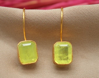 Citrine Silver Earrings, Handmade Gold Plated Gemstone Earrings, Minimalist Drop Earrings, Elegant Jewelry, Gift For Her, Mother’s Day Gift