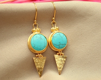 Handmade Jewelry Turquoise Silver Earrings Solid Sterling | Stud Earrings | Dainty Earrings |