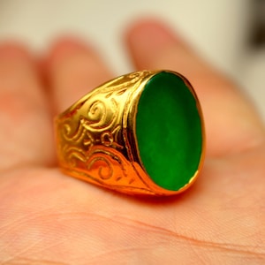 Jade Men Ring Solid Sterling | Handmade Silver Men Ring | Carving Silver Jewelry | Jade Solitaire Ring | Personalized Gift | Knight Ring