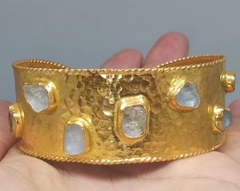 Aquamarine Bracelet Silver | 925k Silver Sterling Jewelry | 24K Gold Over | Authentic Bracelet | Handmade silver Bracelet | By Artsmyrna