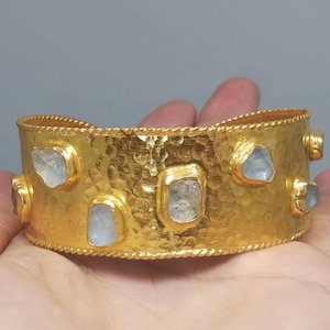 Aquamarine Bracelet Silver | 925k Silver Sterling Jewelry | 24K Gold Over | Authentic Bracelet | Handmade silver Bracelet | By Artsmyrna