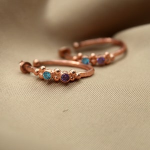 Blue Topaz and Amethyst Silver Earrings Handmade Earrings