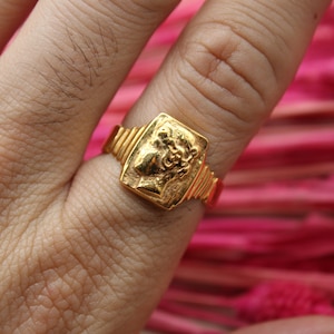 14k Solid Gold Roman Coin Signet Ring Men Signet Ring