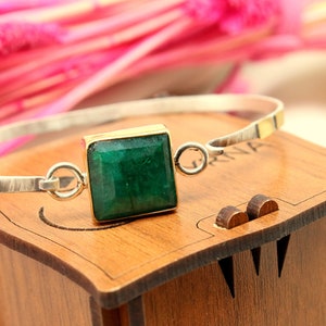 Emerald Silver Bracelet | 925k Silver Sterling Jewelry | 24K Gold Over | Authentic Bracelet | Handmade silver Bracelet | By Artsmyrna