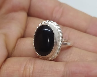 Schwarzer Onyx Silberring Handgemachter Ring