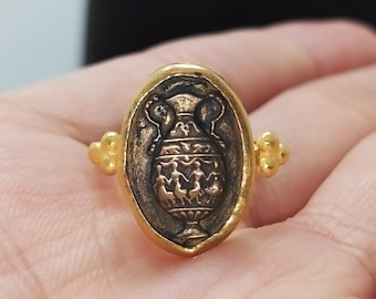 Anillo de sello de jarra de moneda romana