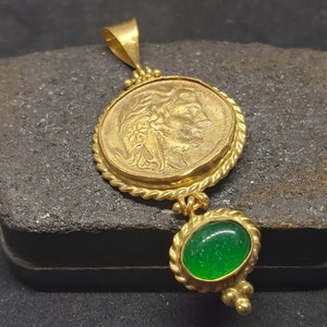 Intaglio Roman Coin Pendant Solid Silver | 925 Sterling Silver | Handmade Jade Gold Over | Bridesmaid Gift  Ancient Roman Art | By Artsmyrna