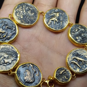 Antike Griechische Münzen Silber Armband in Handarbeit