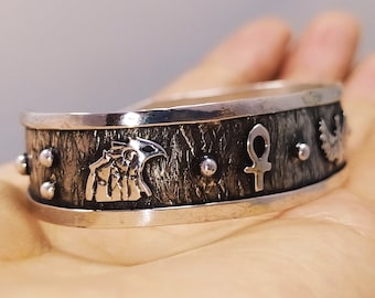 RA-studio製ブレスレット、925シルバー製、スカルモチーフ。 - Etsy 日本