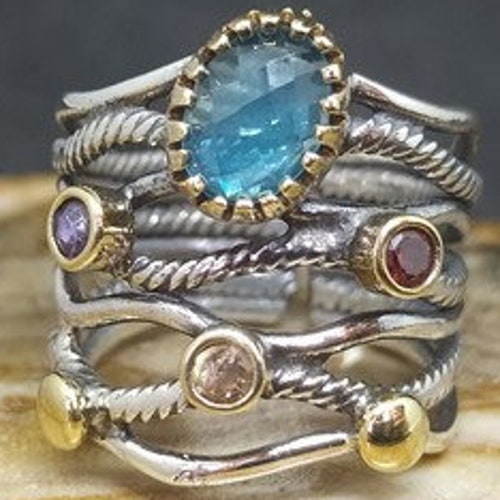 Blue Topaz Ring Stacking Ainty Ring Engagement Ring - Etsy