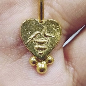 Water-Drinking Pigeons Intaglio Roman Coin Signet Pendant Silver | 925K Sterling Silver | Ancient Roman Art | 24K Gold Over | By Artsmyrna