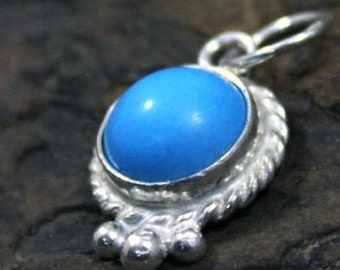 Round Turquoise Silver Pendant Mothers Day