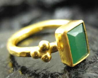 Emerald Ring | Gold Ring  Drop Ring | Dainty Drop Ring | Emerald Ring | Pear cut Drop Ring | 24K Solid Gold &  Emerald Ring | Mothers Day