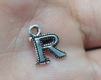 R Letters in sterling silver 925 , alphabet charms  Genuine Solid 925 Initials R letters pendant solid sterling pendant letter charms