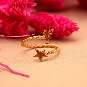 Custom Ring Dainty Initial Letter Ring in Rose Gold, Gold, Sterling Silver Mothers Ring  Monogram Name Ring Gift  Minimalist Initial Ring