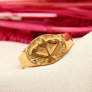 Sagittarius Signet Sterling Silver Ring | Astrology Ring | Gold Vermeil Ring | Carved Ring | Horoscope Ring Friend gift Men Ring