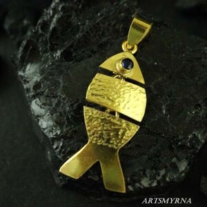 Fish Hammered Round Silver Pendant Silver | Fish Silver Jewely | Birthday Gift | Dainty Gift |  Ancient pendant | Mothers Gift By Artsmyrna