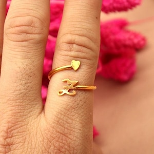 Individueller Ring Zarter Herz-Anfangsring in Rosegold, Gold, Sterlingsilber Mütter Ring Monogramm Namensring Geschenk Minimalistischer Anfangsring