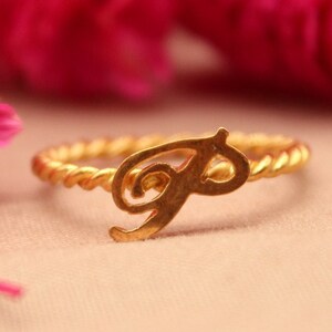 Twist Ring Dainty Initial Letter Ring in Rose Gold, Gold, Sterling Silver Jewelry Ring  Cute Monogram Name Gift  Minimalist Initial Ring