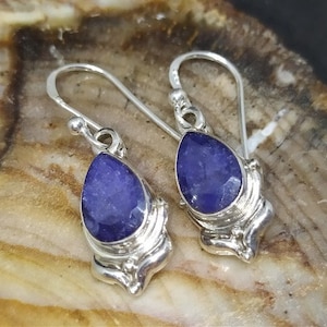 Natural Sapphire Silver Earrings