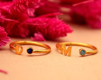 Letter Ring Dainty Initial Letter Ring in Rose Gold, Gold, Sterling Silver Mothers Ring  Monogram Name Ring Gift  Minimalist Initial Ring