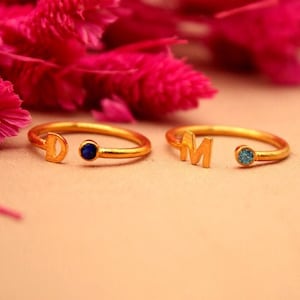 Letter Ring Dainty Initial Letter Ring in Rose Gold, Gold, Sterling Silver Mothers Ring  Monogram Name Ring Gift  Minimalist Initial Ring