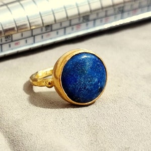 14k Solid Gold Handmade Natural Lapis Lazuli Ring Christmas Gift