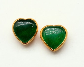 Heart Jade Silver Stud Earrings | Jade Stud Earrings | Green Stone Earrings | Birthstone | Dainty Gift | Mothers Day