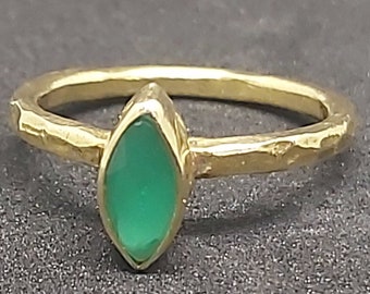 Emerald Ring Solid Sterling | Handmade 925K Sterling Silver | Hammered Silver Ring | Solitaire Ring Gold Over | Mothers Day | By Artsmyrna