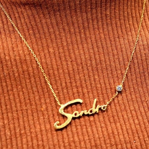14K Solid Gold Name Necklace, Personalized Jewelry, Summer Jewelry, Name Necklace, Personalized Gift, Gold Name Necklace, Gifts for Her