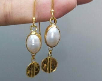 Pearl Silver Earrings | 925K Sterling Silver | Elegant Earrings | Authentic Silver | Silver Pearl Jewelry | Minimalist Earrings | Boho Style