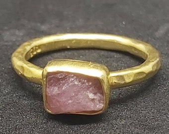 Rose Tourmaline Ring Solid Sterling | October birthstone | Silver Jewelry | Personalized Gift | Raw Gemstone Tourmaline Ring | By Artsmytna