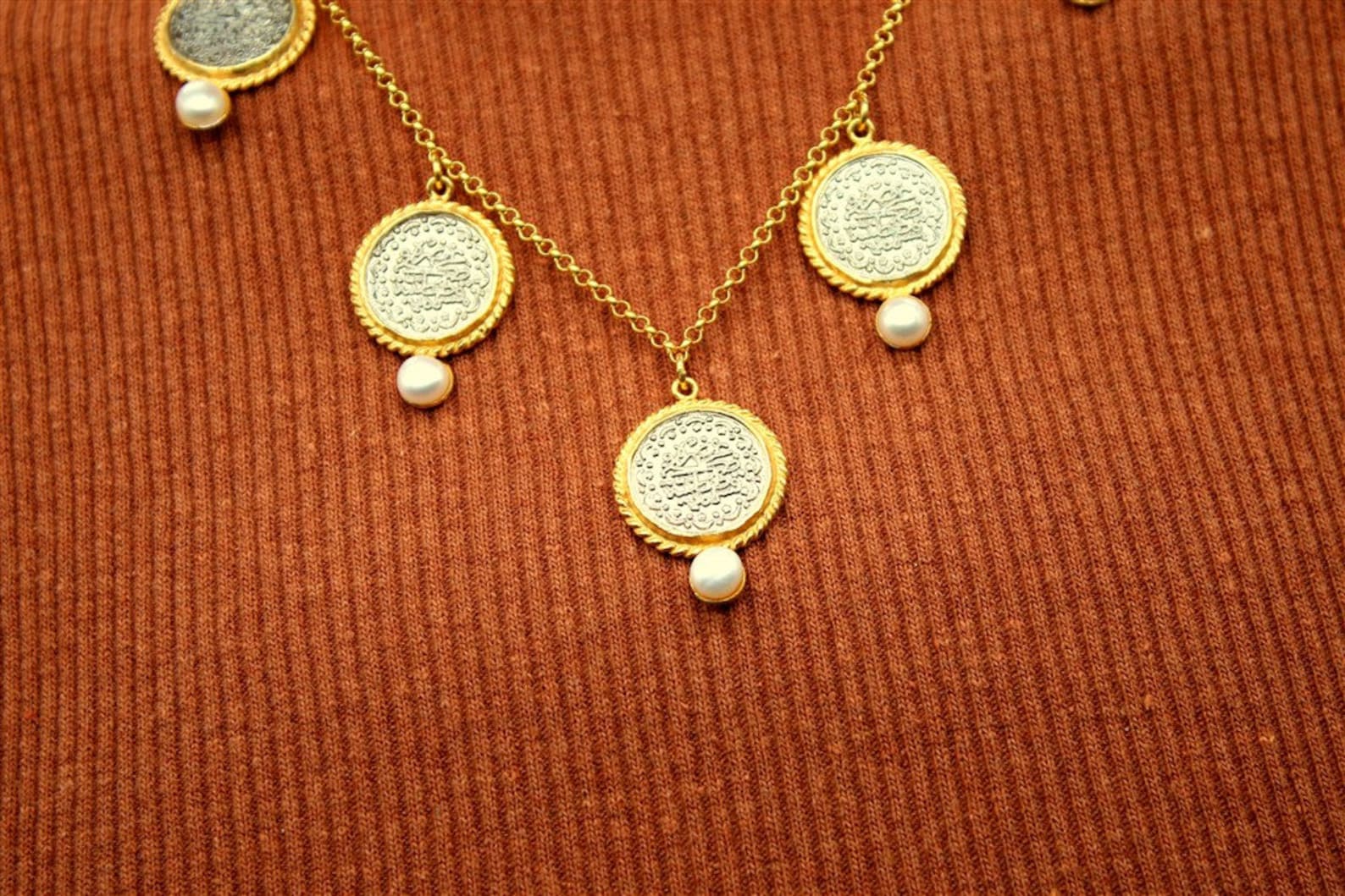Ottoman Coins Silver Necklace Sterling Silver Jewelry 24k Etsy