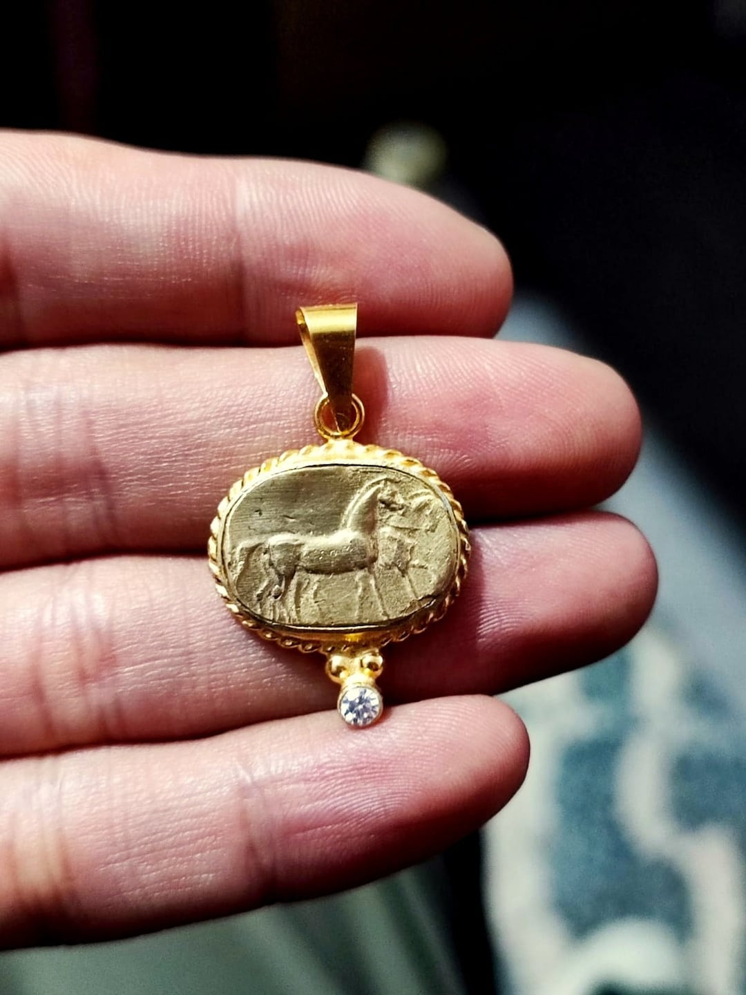 Horse Roman Coin Pendant Silver 925K Sterling Silver Silver Ancient