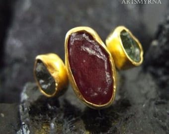 Ruby Ring | Red Ruby Gemstone Silver Ring | Dainty Ring | Silver Jewelry | July Birthstone | Apatite Ring | Birthstone Ring | By Artsmyrna